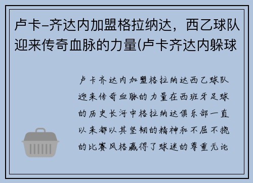 卢卡-齐达内加盟格拉纳达，西乙球队迎来传奇血脉的力量(卢卡齐达内躲球视频合集)